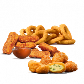 6 Nuggets (1 sauce) + 5 Chili Cheese Nuggets + 12 Onion Rings