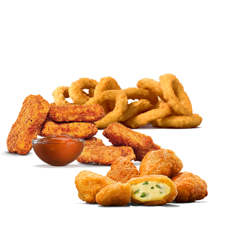 6 Nuggets (1 sauce) + 5 Chili Cheese Nuggets + 12 Onion Rings